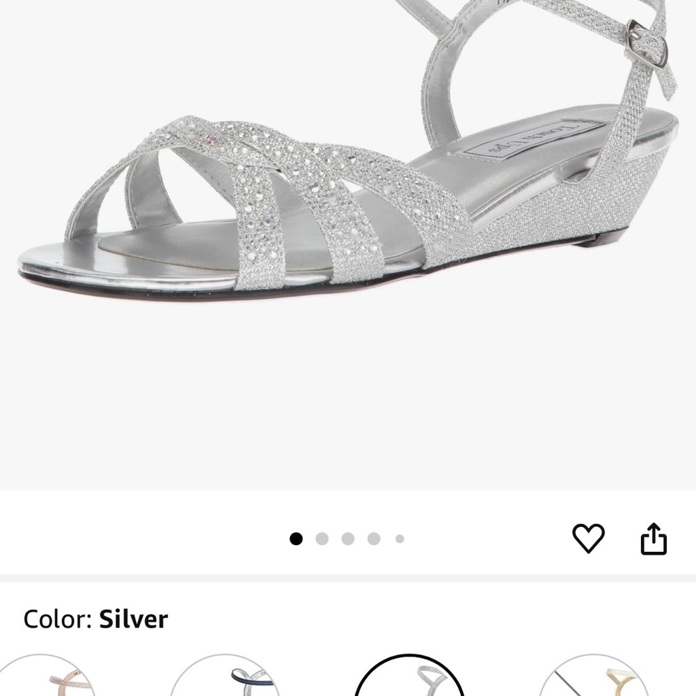Benjamin Walk Touch Ups Elegant Silver Strappy Wedge Sandals - NWOT - Picture 2 of 10